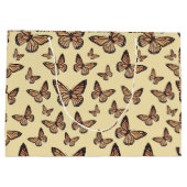 （昆虫）オオカバマダラ、モナーク蝶オンイエロー ラージペーパーバッグ (裏面)