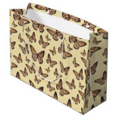 （昆虫）オオカバマダラ、モナーク蝶オンイエロー ラージペーパーバッグ (裏面アングル)