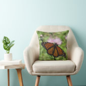 （昆虫）オオカバマダラ、モナーク蝶オンピンクチスルピロー クッション (椅子)