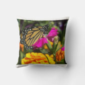 (昆虫)オオカバマダラ、モナーク蝶オンピンクマリゴールド花 クッション (裏面)