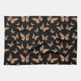（昆虫）オオカバマダラ、モナーク蝶オンブラック キッチンタオル