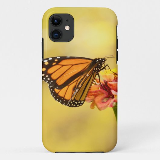 （昆虫）オオカバマダラ、モナーク蝶オン《植物》百日草 Case-Mate iPhoneケース (裏面)