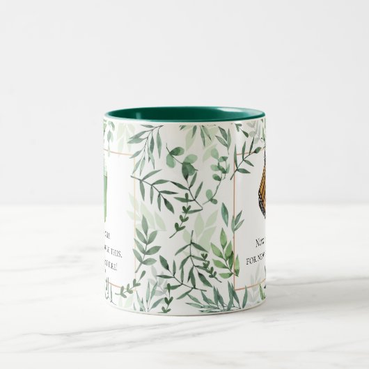 （昆虫）オオカバマダラ、モナーク蝶カスタムの励ましのメッセージ ツートーンマグカップ (中央)