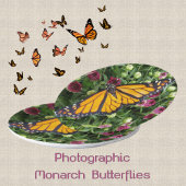 （昆虫）オオカバマダラ、モナーク蝶カラフルフローラ紙プレート ペーパープレート