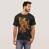 （昆虫）オオカバマダラ、モナーク蝶カラフル蝶 Tシャツ (正面フル)