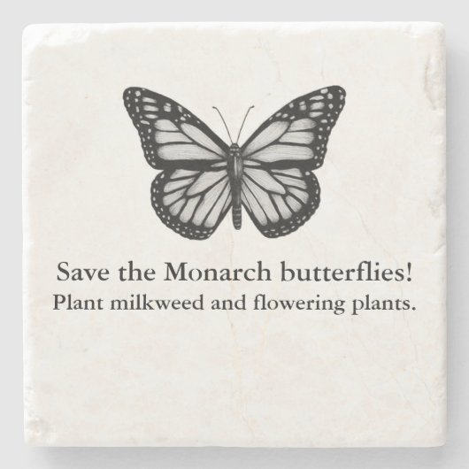 （昆虫）オオカバマダラ、モナーク蝶コースター ストーンコースター (正面)