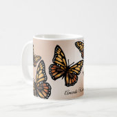 (昆虫)オオカバマダラ、モナーク蝶ゴールデンウイングサマー自然 コーヒーマグカップ (正面左)