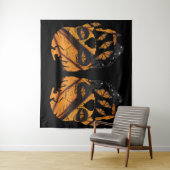 （昆虫）オオカバマダラ、モナーク蝶スカル タペストリー (インサイチュ)