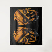 （昆虫）オオカバマダラ、モナーク蝶スカル タペストリー (正面)