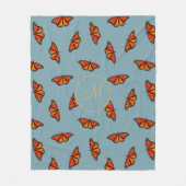 (昆虫)オオカバマダラ、モナーク蝶パターン家族モノグラム フリースブランケット (正面)