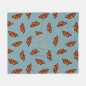 (昆虫)オオカバマダラ、モナーク蝶パターン家族モノグラム フリースブランケット (正面(横))