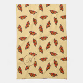 (昆虫)オオカバマダラ、モナーク蝶パタ淡い色のーン黄wモノグラム キッチンタオル (縦)