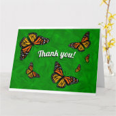 （昆虫）オオカバマダラ、モナーク蝶ビッグサンキューカード カード (黄色い花)