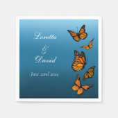 (昆虫)オオカバマダラ、モナーク蝶ブルーグラデーション スタンダードカクテルナプキン (正面)