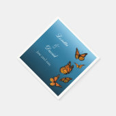 (昆虫)オオカバマダラ、モナーク蝶ブルーグラデーション スタンダードカクテルナプキン (角)