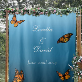 （昆虫）オオカバマダラ、モナーク蝶ブルーグラデーション タペストリー