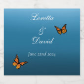 （昆虫）オオカバマダラ、モナーク蝶ブルーグラデーション ビールラベル (シングルラベル)