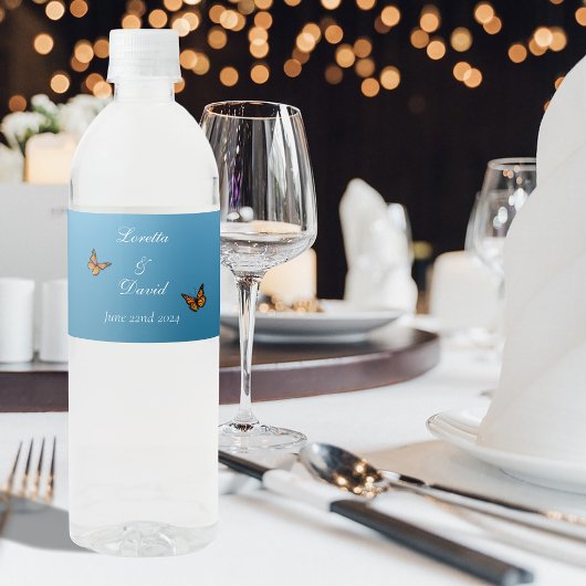 （昆虫）オオカバマダラ、モナーク蝶ブルーグラデーション ペットボトルラベル