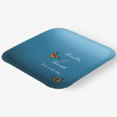 (昆虫)オオカバマダラ、モナーク蝶ブルーグラデーション ペーパープレート (傾斜あり)