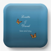 (昆虫)オオカバマダラ、モナーク蝶ブルーグラデーション ペーパープレート (正面)