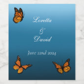 （昆虫）オオカバマダラ、モナーク蝶ブルーグラデーション ワインラベル (シングルラベル)