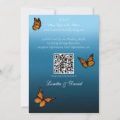 (昆虫)オオカバマダラ、モナーク蝶ブルーグラデーション 招待状 (裏面)