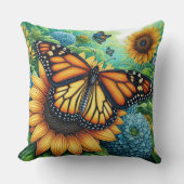 （昆虫）オオカバマダラ、モナーク蝶ラージ クッション (正面)
