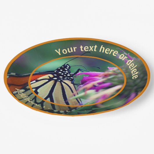 （昆虫）オオカバマダラ、モナーク蝶自然パーソナライズされたパーティー ペーパープレート (アングル)