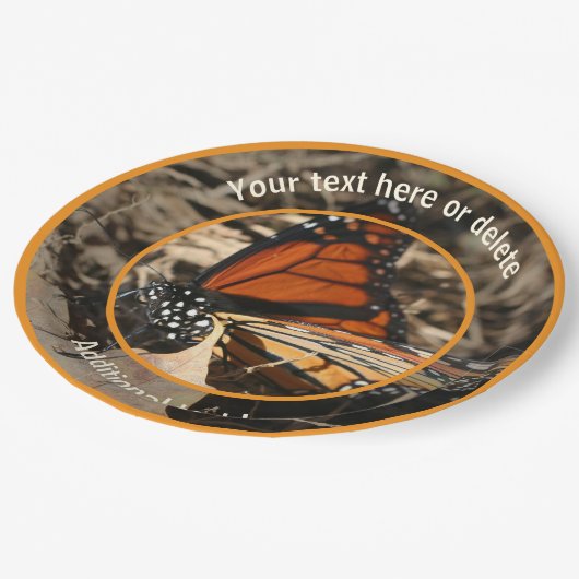 （昆虫）オオカバマダラ、モナーク蝶自然パーソナライズされたパーティー ペーパープレート (アングル)