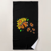 （昆虫）オオカバマダラ、モナーク蝶 ビーチタオル (正面)