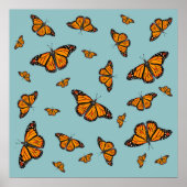 （昆虫）オオカバマダラ、モナーク蝶 ポスター (正面)