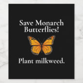 （昆虫）オオカバマダラ、モナーク蝶 ワインラベル (シングルラベル)