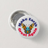 （昆虫）オオカバマダラ、モナーク蝶、再び地球を素晴らし作る、動物 缶バッジ (正面&裏面)