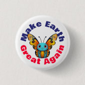 （昆虫）オオカバマダラ、モナーク蝶、再び地球を素晴らし作る、動物 缶バッジ (正面)