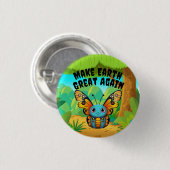 （昆虫）オオカバマダラ、モナーク蝶、再び地球を素晴らし作る 缶バッジ (正面&裏面)