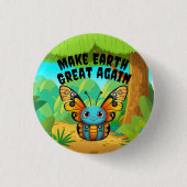 （昆虫）オオカバマダラ、モナーク蝶、再び地球を素晴らし作る 缶バッジ (正面)