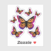 （昆虫）オオカバマダラ、モナーク蝶 |紫色のピンクのバター シール (シート)