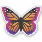 （昆虫）オオカバマダラ、モナーク蝶 | purple pink butteres stickes シール (正面)