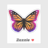 （昆虫）オオカバマダラ、モナーク蝶 | purple pink butteres stickes シール (シート)