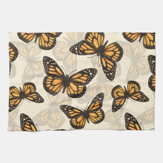 （昆虫）オオカバマダラ、モナーク キッチンタオル (横)