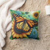 （昆虫）オオカバマダラ、モナーク クッション (ブランケット)