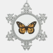 (昆虫)オオカバマダラ、モナーク スノーフレークピューターオーナメント (正面)