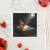 （昆虫）オオカバマダラ、モナーク・バタフライ・オン・ア・神聖な聖書 スタンダードカクテルナプキン (インサイチュ)