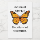 （昆虫）オオカバマダラ、モナーク フードラベル (シングルラベル)