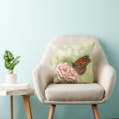 （昆虫）オオカバマダラ、モナーク《植物》百日草 クッション (椅子)