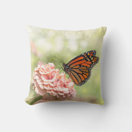 (昆虫)オオカバマダラ、モナーク《植物》百日草 クッション