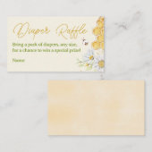 （昆虫）マルハナバチおむつラッフルチケットイエローベビーシャワー エンクロージャーカード (正面/裏面)