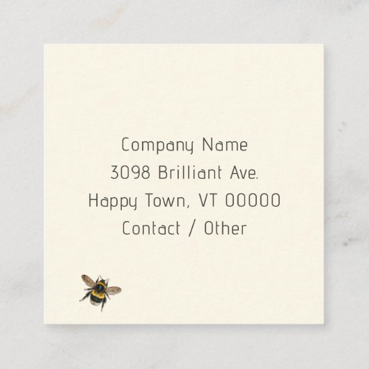 (昆虫)マルハナバチお客様に感謝のメッセージカード スクエア名刺 (裏面)