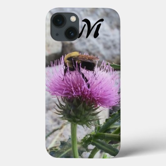 （昆虫）マルハナバチが紫色のアザミの花を収穫する Case-Mate iPhoneケース (裏面)