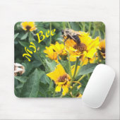 （昆虫）マルハナバチが黄色い花を受粉 マウスパッド (マウス)